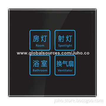 New Hotel Room Touch Switch, Black Glass Panel with LED Indicator